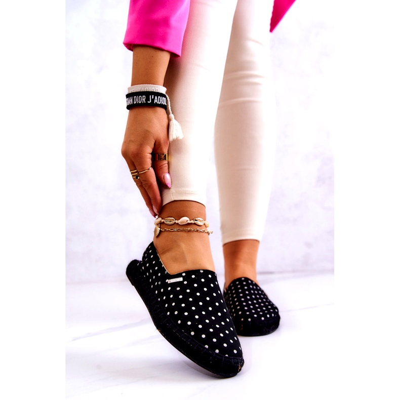 Women's Big Star Polka Dot Espadrilles JJ274867 Black 1