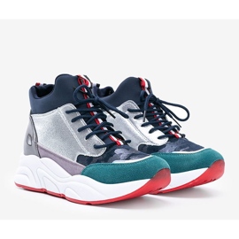 Navy sneakers on a thick Cassadi sole navy blue multicolored 1