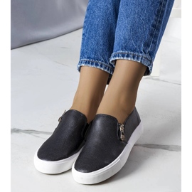 Black eco-leather sneakers from Denain 1