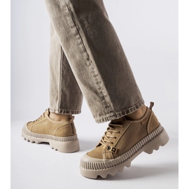 Beige leather sneakers Big Star KK274511 1