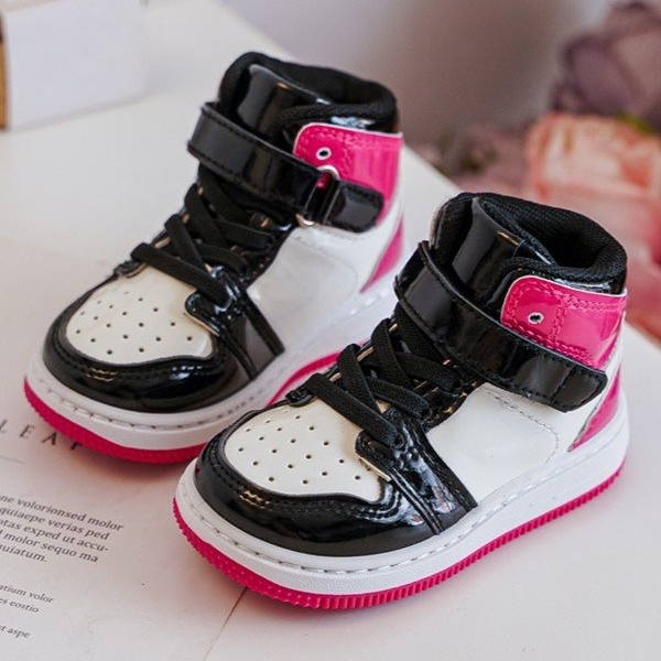 Children's Pink and White Patent Sports Shoes Milara 2