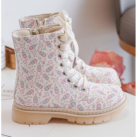 Insulated children's ankle boots with a zipper, Beige Dolida 1