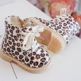 Insulated children's ankle boots with a zipper, Beige and brown Dolida 2 Insulated children's ankle boots with a zipper, Beige and brown Dolida 2