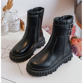Children's Leather Boots With Buckles Black Chloraia 1