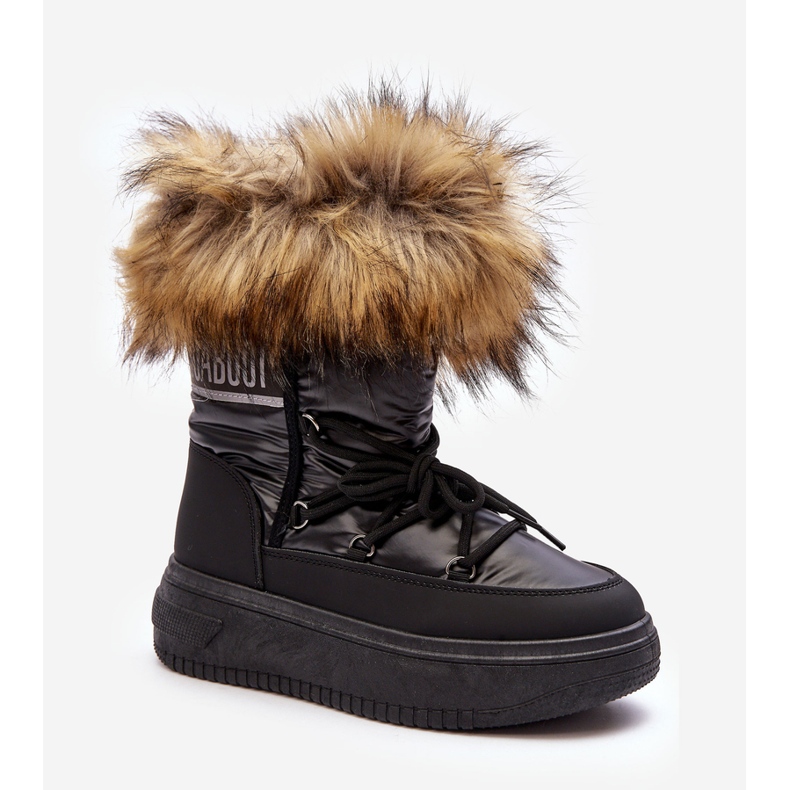 PE1 Women's Snow Boots With Fur On Platform Black Nabilla 1