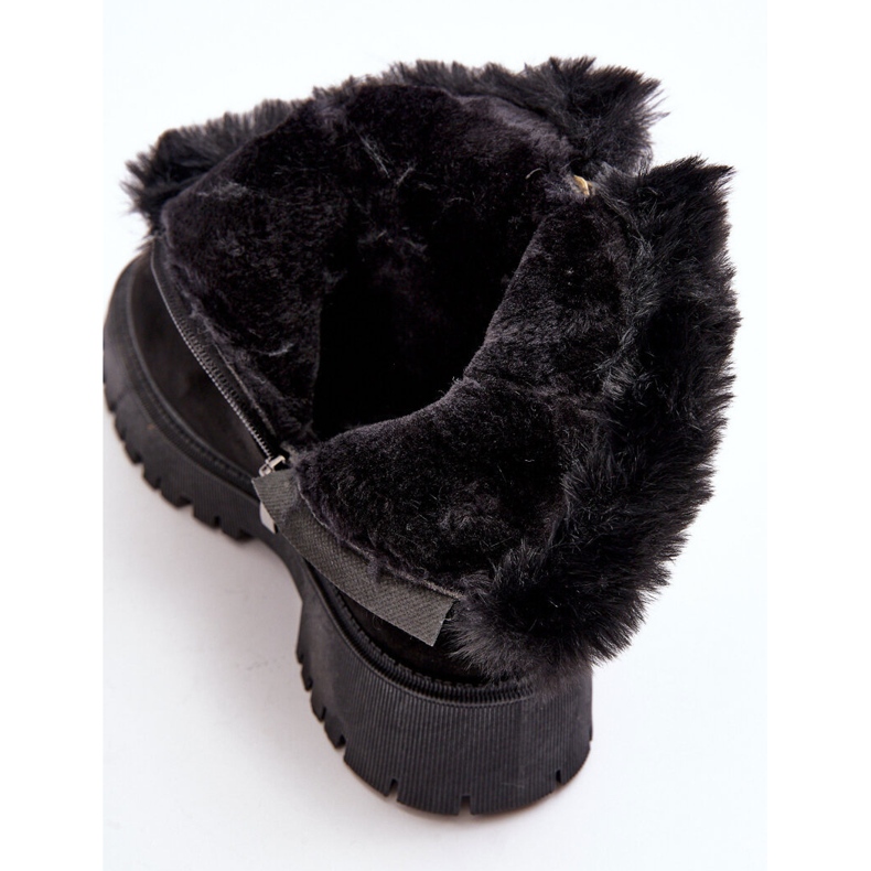 PE1 Women's Suede Ankle Boots With Fur, Black Hasiva 2