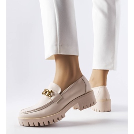 Beige moccasins with tractor soles from Faiz 1
