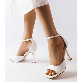 Inna White high heel sandals with a strap from Delinda 1