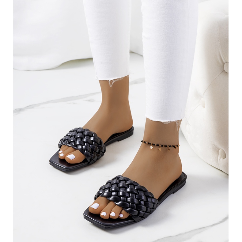 Black flat-heeled sandals from D'Adda 1