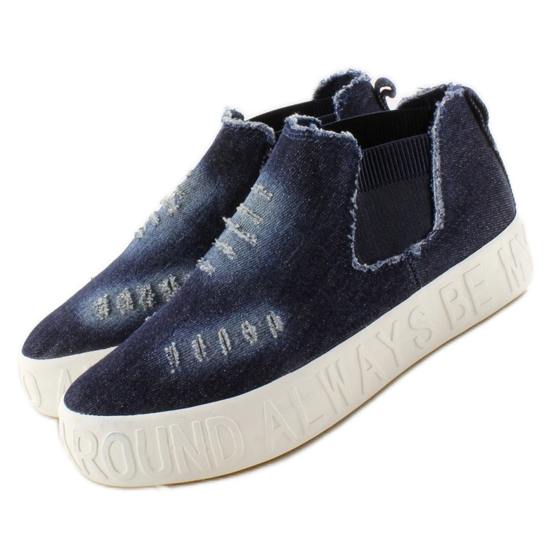 High-top sneakers Z-5 Navy embossed inscriptions navy blue 2