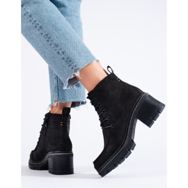 Black women's ankle boots on a wide heel by Shelovet 1