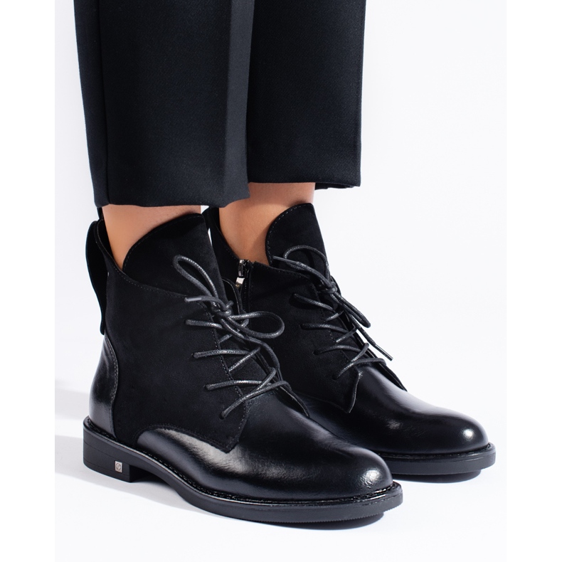 W. Potocki Black Potocki flat-heeled ankle boots 1