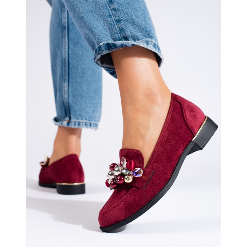 Women's burgundy lords with Shelovet crystals red 1 Women's burgundy lords with Shelovet crystals red 1