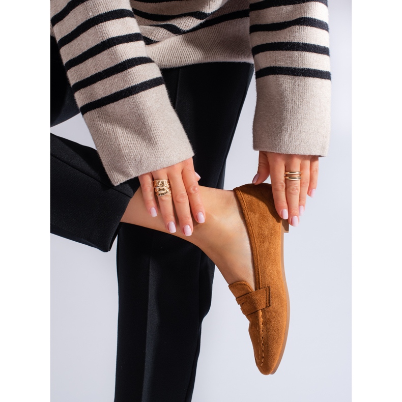 Comfortable women's camel Shelovet suede lords brown 1