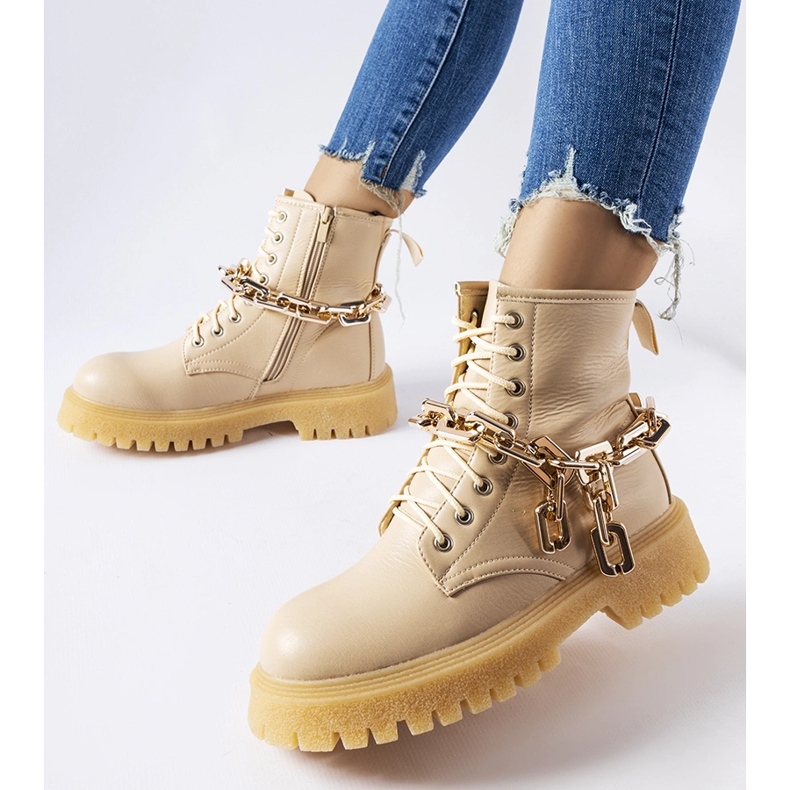 Inna Beige boots with a Bowling chain 1 Inna Beige boots with a Bowling chain 1
