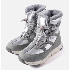 Gray children's snow boots Big Star KK374171 silver 1