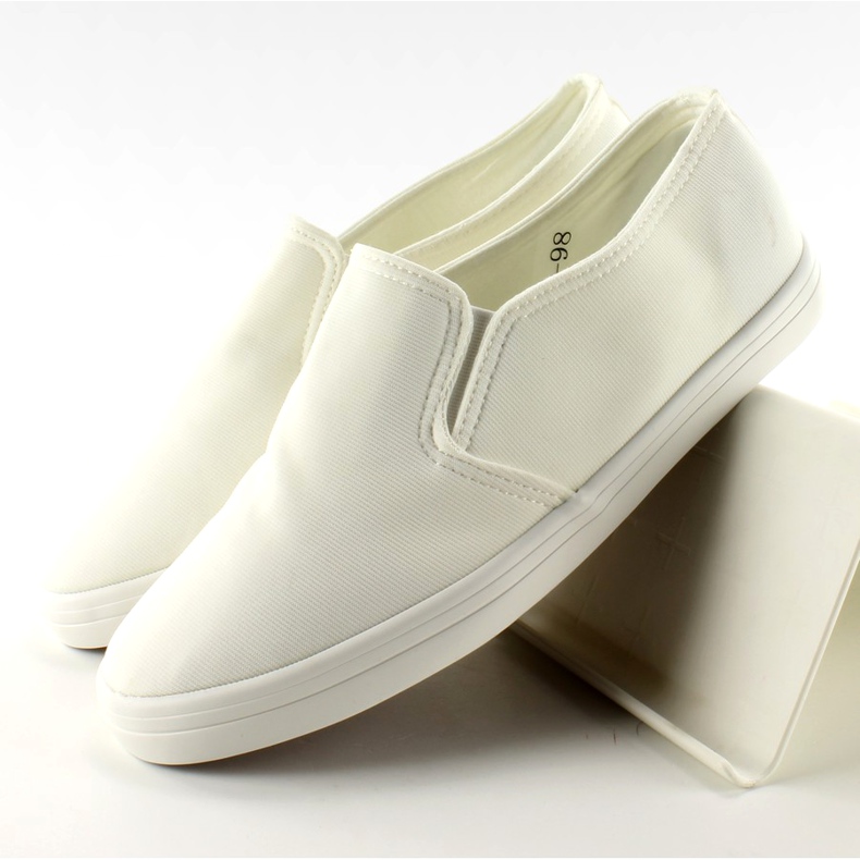 Material slip-on sneakers 1-98 White 1