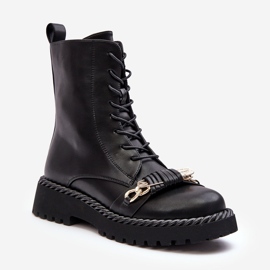 Women's Worker Boots With Decoration Black S.Barski MR870-68 1 Women's Worker Boots With Decoration Black S.Barski MR870-68 1