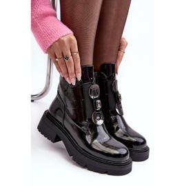 Patent Women's Boots With Decoration, Black S.Barski MR870-53 1