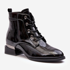 Vinceza Patent leather insulated boots with a zipper, Black Achonia 1