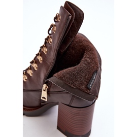 Vinceza Massive lace-up ankle boots on a high heel, Brown Lathia 2