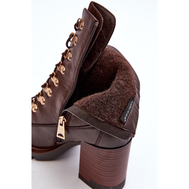 Vinceza Massive lace-up ankle boots on a high heel, Brown Lathia 2 Vinceza Massive lace-up ankle boots on a high heel, Brown Lathia 2