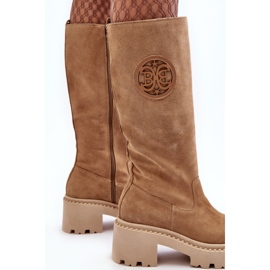 Lewski Shoes Women's Suede Over-the-Knee Boots Beige Lewski 3367 2