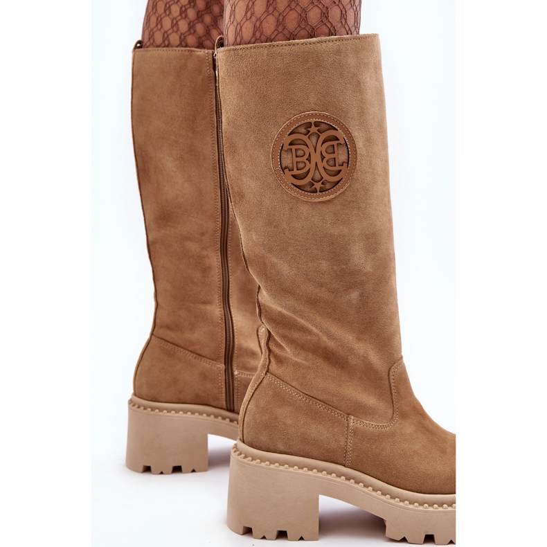 Lewski Shoes Women's Suede Over-the-Knee Boots Beige Lewski 3367 2