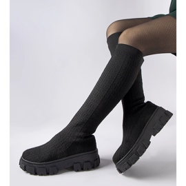 Ausonia black long sock boots 2
