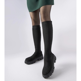 Ausonia black long sock boots 1