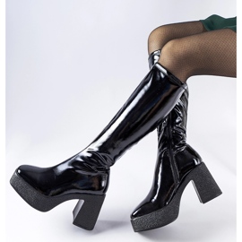 Inna Black patent Fecteau high-heeled boots 2