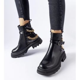Black ankle boots with decorative chains from Bonenfant 2