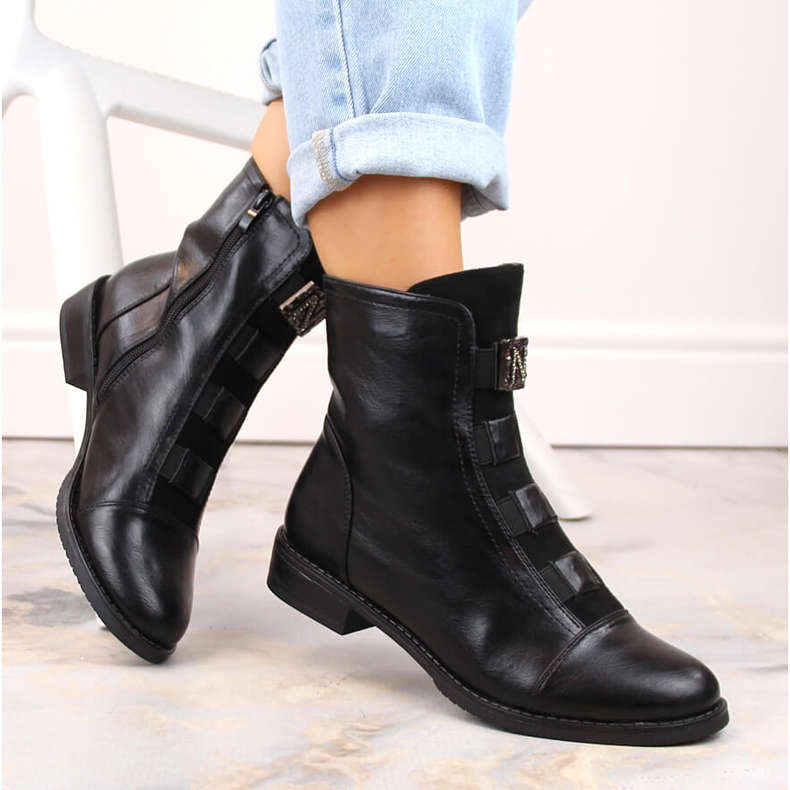 Black Jezzi insulated women's ankle boots with decoration 1 Black Jezzi insulated women's ankle boots with decoration 1