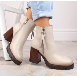 Beige insulated women's ankle boots and platform Vinceza 58103 1