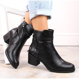 Black Jezzi insulated women's high-heeled ankle boots with decoration 1 Black Jezzi insulated women's high-heeled ankle boots with decoration 1