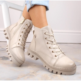 Beige women's ankle boots Potocki SZ12168 1