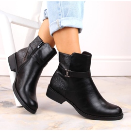M. DASZYŃSKI Black insulated women's flat-heeled ankle boots M.Daszyński 1