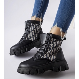 Black ankle boots with decorative Madelene inscriptions 1