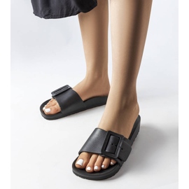 Black rubber sliders with a buckle from Nelm 1