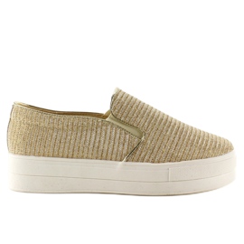 Slip-on ribbed material T225P Gold brown yellow 1