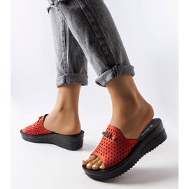 Inna Red shiny wedge sandals from Liisa black 2