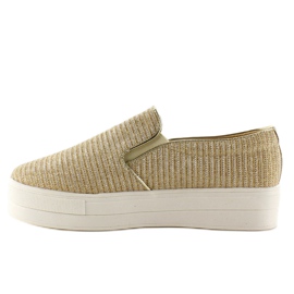 Slip-on ribbed material T225P Gold brown yellow 2