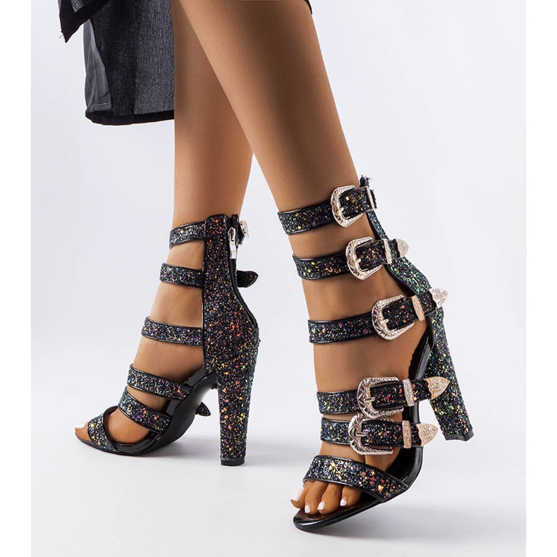 Black glitter high sandals from Walnut 1