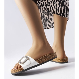 BM White flip flops decorated with Millicent rhinestones 2