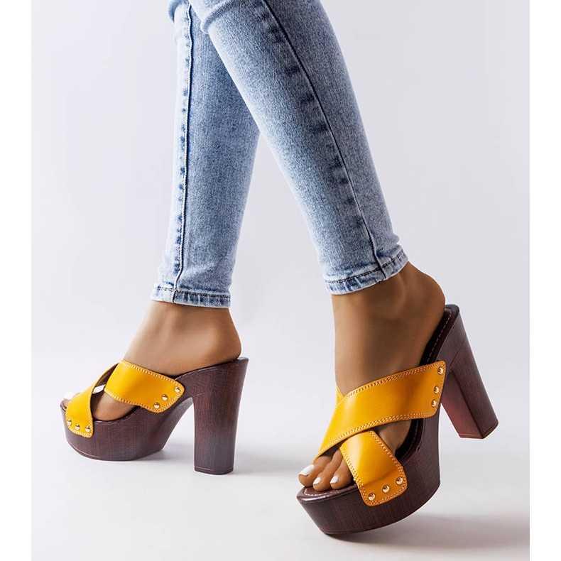Yellow high heel sliders from Lépicier 2