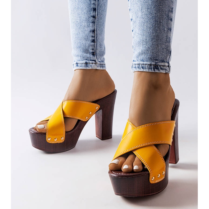 Yellow high heel sliders from Lépicier 1