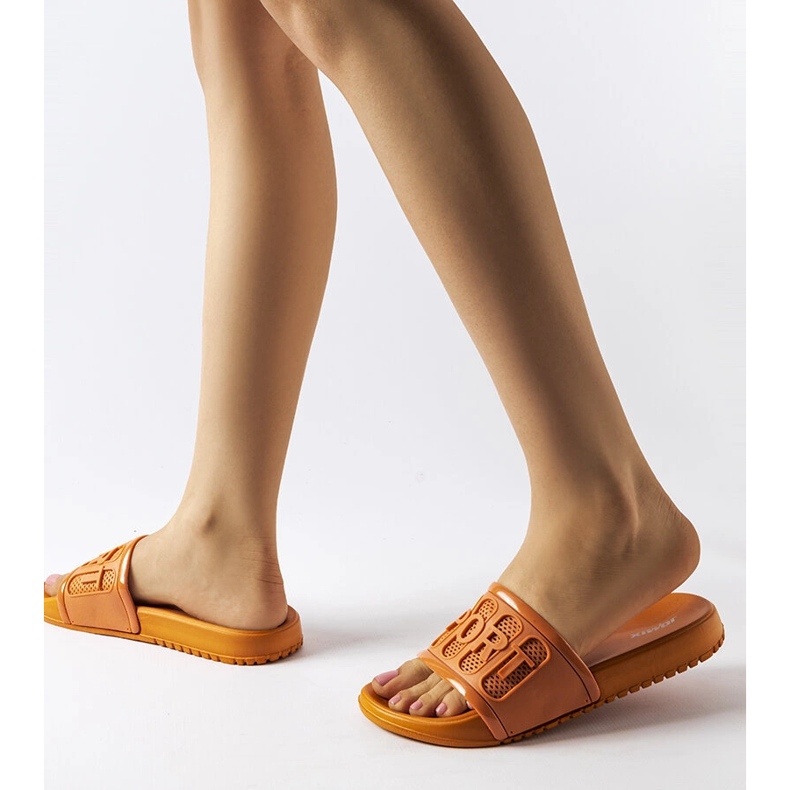 Moiariello orange rubber slides 2