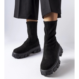 Inna Black suede and sock ankle boots from Pancrazio eco-suede 1
