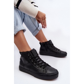 Women's Insulated Sneakers With Zipper Black Big Star MM274020 2 Women's Insulated Sneakers With Zipper Black Big Star MM274020 2