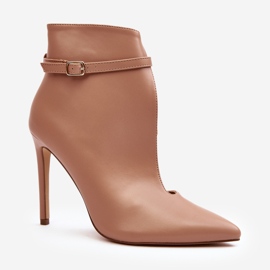 WS1 Women's Leather Ankle Boots on a High Heel, Beige Amalundi 1 WS1 Women's Leather Ankle Boots on a High Heel, Beige Amalundi 1